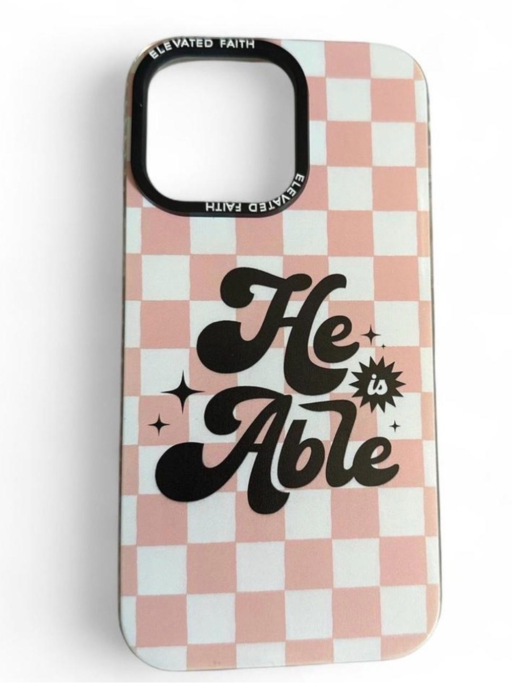 HE IS ABLE Pink & White Phone Case (iPhone 14 Pro Max)